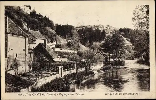 Ak Mailly le Chateau Yonne, Paysage sur l'Yonne