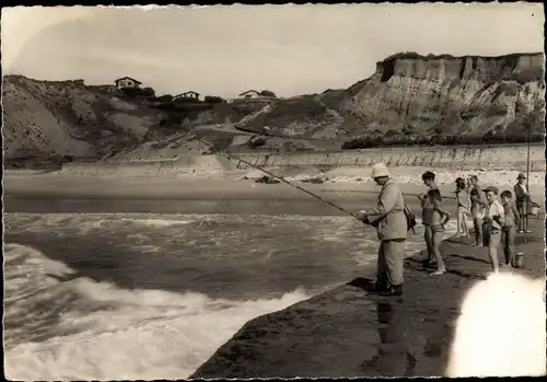 Ak Bidart Pyrénées Atlantiques, La Cote pittoresque, La Plage, La Digue a maree haute