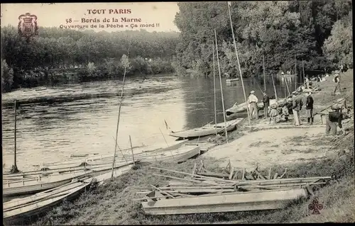 Ak Val de Marne Frankreich, Bords de la Marne, Ouverture de la Peche