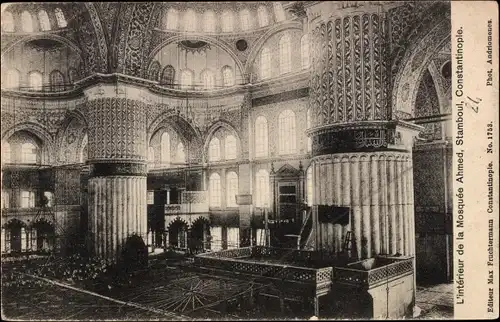 Ak Konstantinopel Istanbul Türkei, Mosquée Ahmed, Intérieur, Moschee, Innenansicht