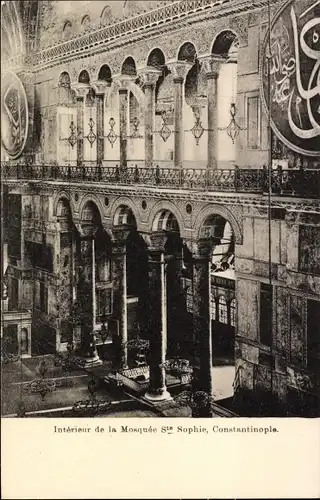 Ak Konstantinopel Istanbul Türkei, Interieur de la Mosquee Ste. Sophie