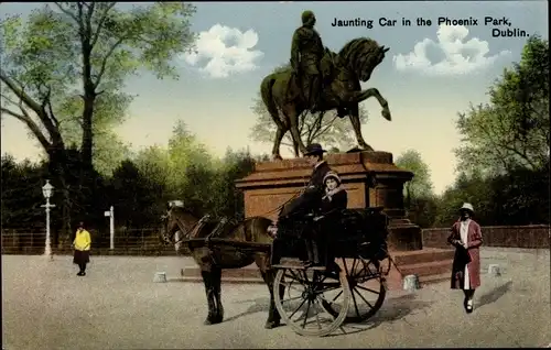 Ak Dublin Irland, Jaunting Car in the Phoenix Park