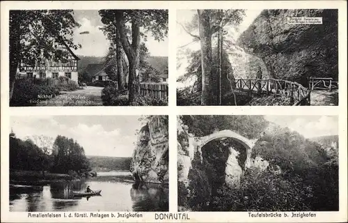 Ak Inzigkofen Baden Württemberg, Amalienfelsen, Teufelsbrücke, Nickhof, Donautal