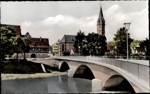 Ak Gaildorf am Kocher Baden Württemberg, Brücke, Kirche