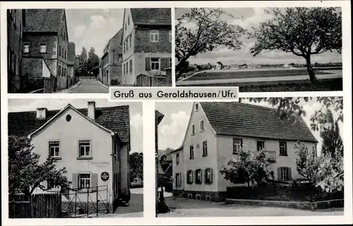 Ak Geroldshausen Unterfranken, Bäckerei, Ortsansichten