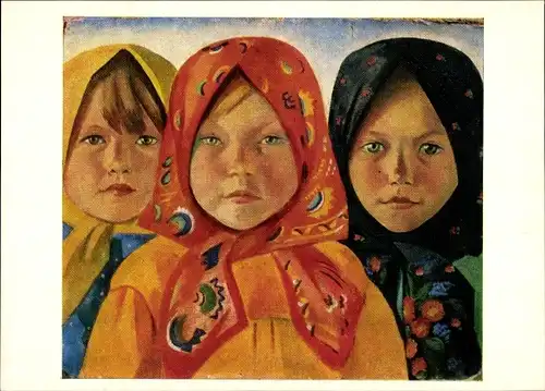 Künstler Ak Mileeva. L. F., Rjasanische Mädchen, Sozialistischer Realismus, UdSSR