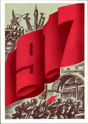 Ganzsachen Ak Tag der Oktoberrevolution, Sowjetische Propaganda, UdSSR