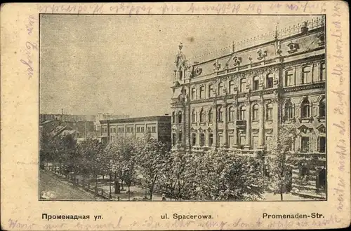 Ak Lodz Lodsch Polen, Ul. Spacerowa, Promenadenstraße