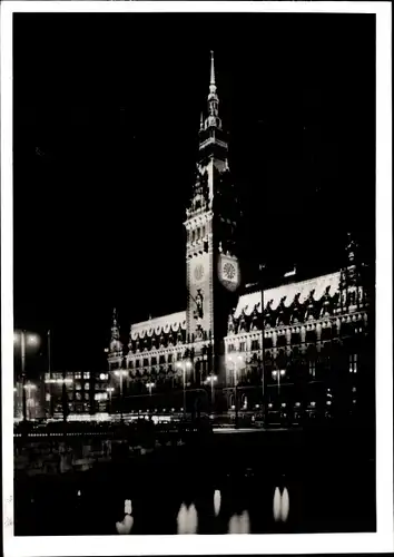 Ak Hamburg Altstadt, Rathaus in Festbeleuchtung