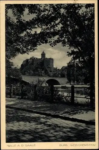 Ak Halle an der Saale, Straßenpartie, Burg Giebichenstein, Brücke