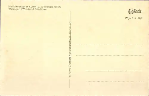 Ak Willingen im Upland Waldeck Hessen, Mühlenkopfschanze