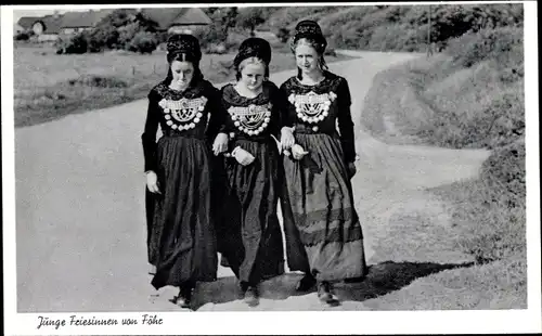 Ak Insel Föhr in Nordfriesland, Junge Friesinnen, Tracht