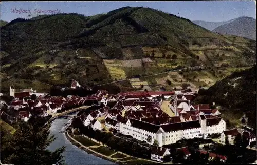 Ak Wolfach im Schwarzwald, Panorama, Vogelschau