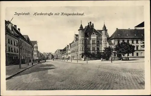Ak Ingolstadt an der Donau Oberbayern, Harderstraße, Kriegerdenkmal