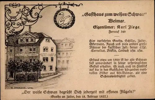 Künstler Ak Starcke, R., Weimar in Thüringen, Gasthof zum weißen Schwan