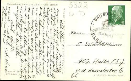 Ak Bad Sulza in Thüringen, Café Schmidt