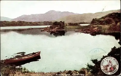 Ak Killarney Irland, Middle Lake, LNWR