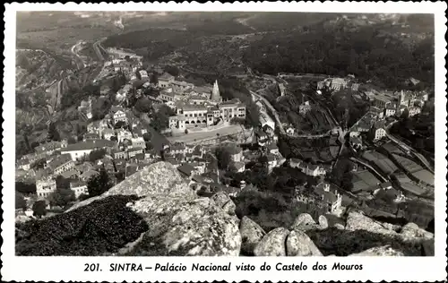 Ak Sintra Cintra Portugal, Palacio Nacional visto do Castelo dos Mouros