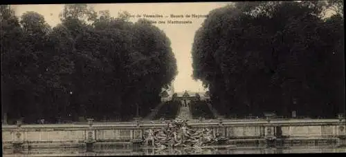 Ak Versailles Yvelines, Parc, Bassin de Neptune, Allee des Marmousets