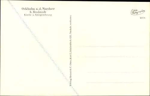 Ak Ockholm in Nordfriesland, Die Kirche und Kriegerehrung, Denkmal, Friedhof