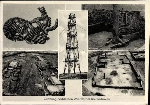 Ak Feddersen Wierde bei Wremen Wurster Nordseeküste, Grabung, Wurlensiedlung, 5. Jh. n. Chr.