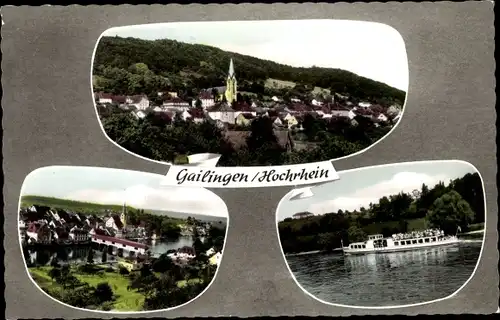 Ak Gailingen am Hochrhein, Binnenschiff, Gesamtansicht