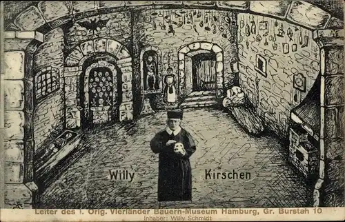 Künstler Ak Hamburg, Willy Kirschen, Bauern Museum, Gr. Burstah 10