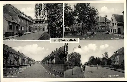 Ak Sankt Tönis Tönisvorst am Niederrhein, Kirchplatz, Hospitalstraße, Kirchenfeld, Marienheim