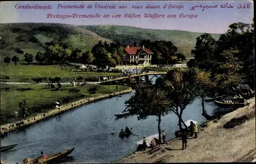 Ak Konstantinopel Istanbul Türkei, Promenade de Vendredi aux eaux douces d'Europe