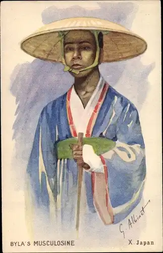 Künstler Ak Albinet, G., Musculosine Byla, X. Japon, Japaner in traditioneller Kleidung