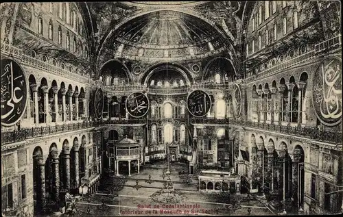 Ak Konstantinopel Istanbul Türkei, Intérieur de la Mosquée de Ste Sophie, Hagia Sophia