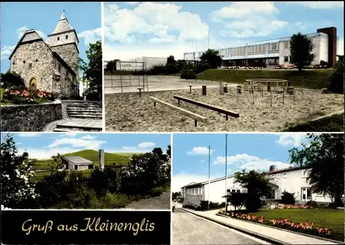 Ak Kleinenglis Borken, Kirche, Schule, Spielplatz