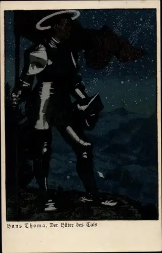 Künstler Ak Thoma, Hans, Der Hüter des Tals, Ritter mit Heiligenschein
