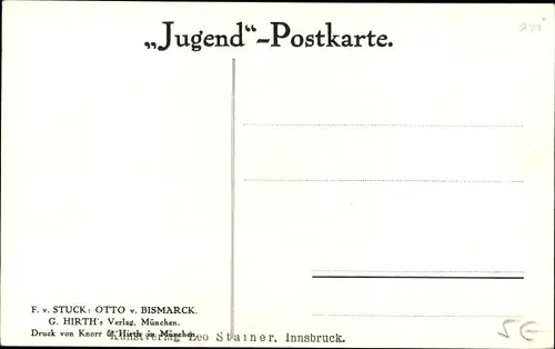 Künstler Ak Stuck, Franz, Fürst Otto von Bismarck, Wir Deutsche fürchten Gott..