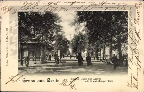 Ak Berlin Mitte, Unter den Linden, Blick zum Brandenburger Tor