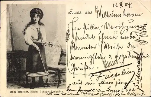 Ak Annny Schüssler, Rheinisches Concert Ensemble, Musikerin mit Violine