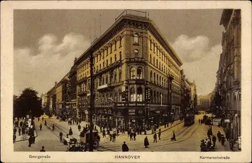 Ak Hannover in Niedersachsen, Georgstraße, Karmarschstraße, Passanten