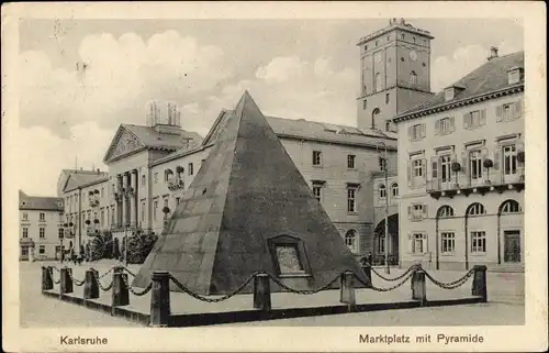 Ak Karlsruhe in Baden, Marktplatz mit Pyramide