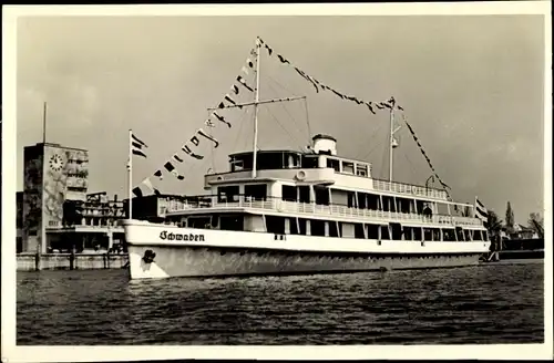 Ak Friedrichshafen am Bodensee, Bodensee Motorschiff Schwaben, Seebahnhof