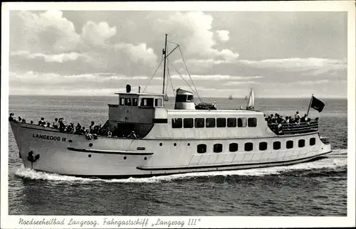 Ak Nordseebad Langeoog Ostfriesland, Fahrgastschiff Langeoog III