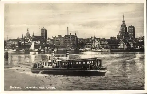 Ak Stralsund in Vorpommern, Überfahrt nach Altefähr, Trajekt