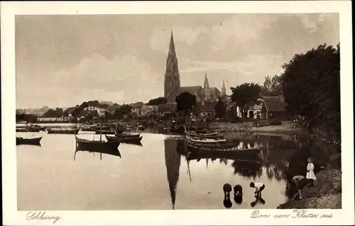 Ak Schleswig in Schleswig Holstein, Uferpartie am Kloster, Dom