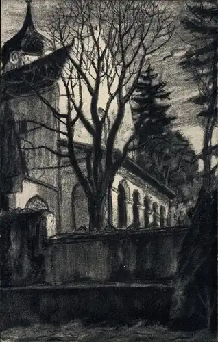 Künstler Ak Beuron Württemberg,  Abteikirche mit Vorhalle