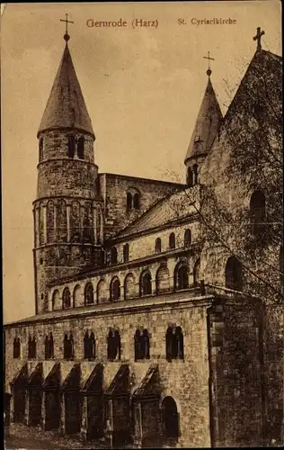 Ak Gernrode Quedlinburg Harz, Teilansicht der St. Cyriacikirche