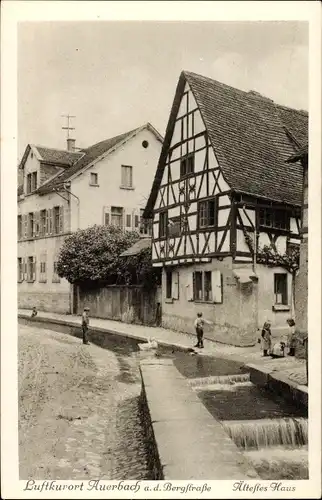 Ak Auerbach Bensheim Bergstraße, Ältestes Haus, Fließ