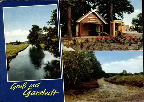 Ak Garstedt Lüneburger Heide Niedersachsen, Telefonzelle, Heidepartie, Fluss