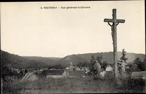 Ak Voutenay Yonne, Vue generale, Calvaire