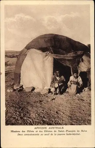 Ak Afrique Australe, Missions des Oblats de Saint Francaois de Sales, Convalescents, hutte hopital