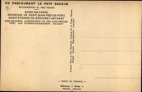 Ak Ascarat Saint Étienne de Baigorry Pyrénées Atlantiques, En Parcourant le Pays Basque, Bauer, Rind