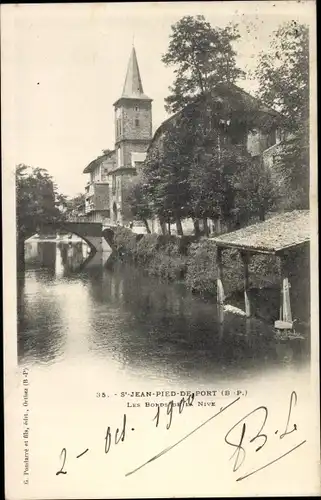 Ak Saint Jean Pied de Port Pyrénées Atlantiques, Les Bords de la Nive